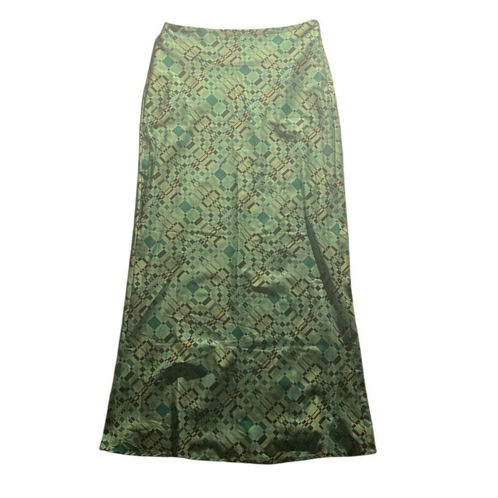 Princess Polly Green Geometric print Maxi skirt side zip 8